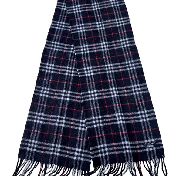 Burberry Classic Check Scarf Black 100% Lambswool Unisex Scarf Made In England - Picture 1 of 7